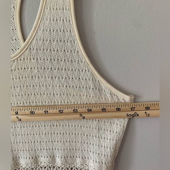 Solitaire Swim Crochet Fringed Cream Cotton Swim Coverup - Picture 12 of 14